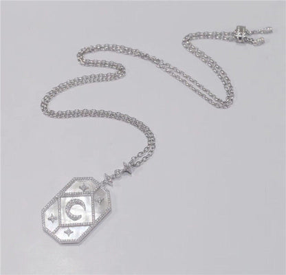 Xingyue Square Necklace Adjustable Length 925 Silver with Micro Diamonds