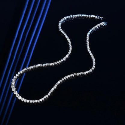 14-24Inch All Moissanite Tennis Necklace for Men Women 100% Solid Silver Plated
