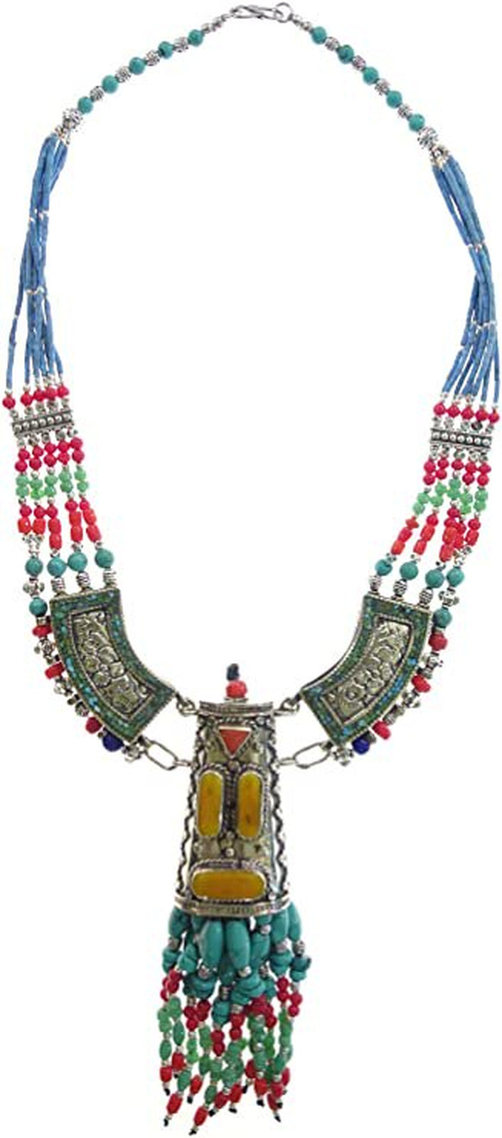 Tibetan Unique Designer Long Necklace for Women Silver Plated Handmade Fashion N