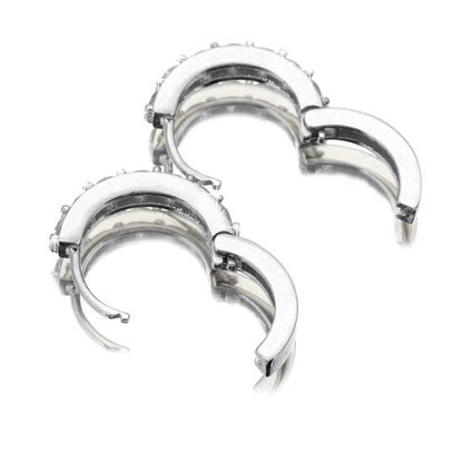 Silver Rhinestones Hoop Diamond Stud Earrings for Women Glitter Vintage Earrings