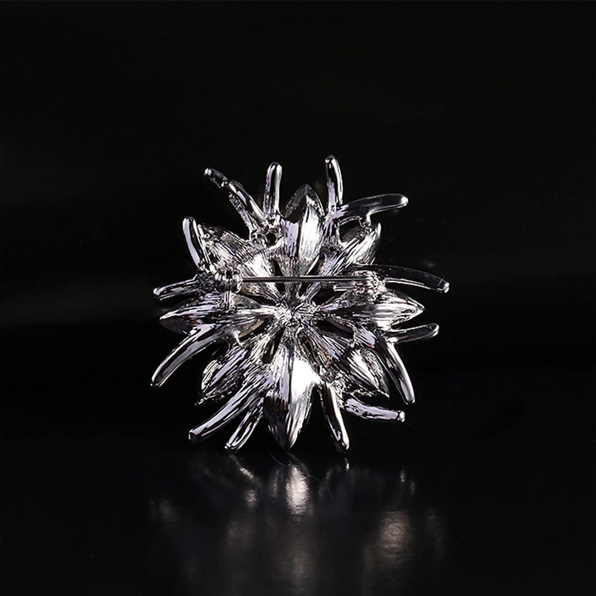 Flower Brooches Pin for Women Brides Created Crystal Brooch Blue