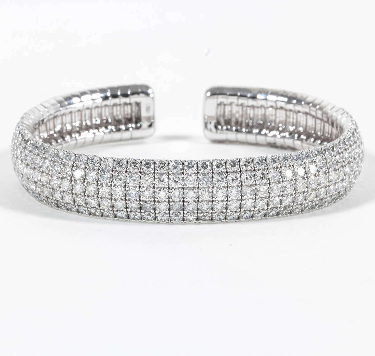 DIAMOND TOP SET CUFF BANGLE 5 ROW DIAMOND ROUND BRILLIANT BANGLE BRACELET