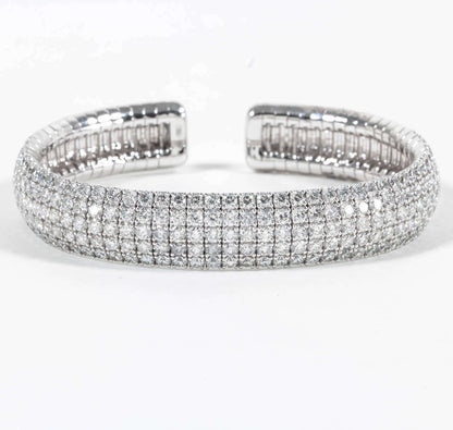 DIAMOND TOP SET CUFF BANGLE 5 ROW DIAMOND ROUND BRILLIANT BANGLE BRACELET