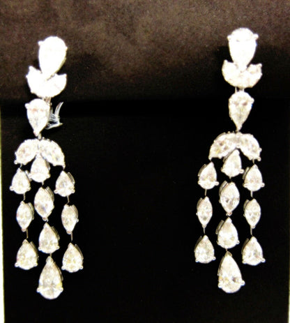DIAMOND EARRING PEAR MARQUISE SHAPE DANGLE STYLE SET DIAMOND EARRING
