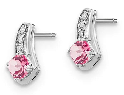 4/5 Carat (Ctw) Lab Created Pink Sapphire Earrings in Sterling Silver