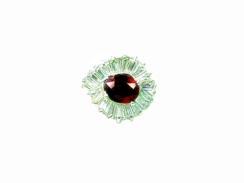 ONE OVAL RUBY 3.50 CT SIDE'S 22 BAGUETTE CUT TOP ONLY DIAMOND'S 3.11 CT PLATINUM