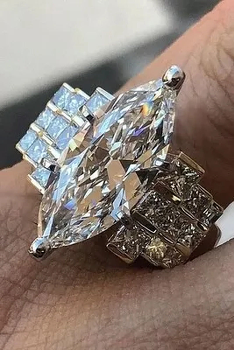 Large 925 Genuine Solid Sterling Silver White Sapphire Diamond Rings Jewelry Bri