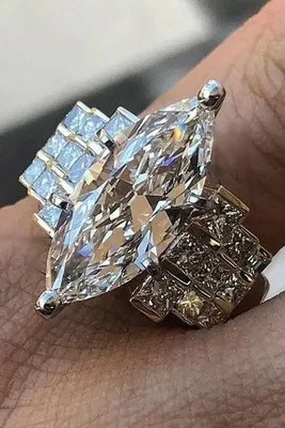 Large 925 Genuine Solid Sterling Silver White Sapphire Diamond Rings Jewelry Bri