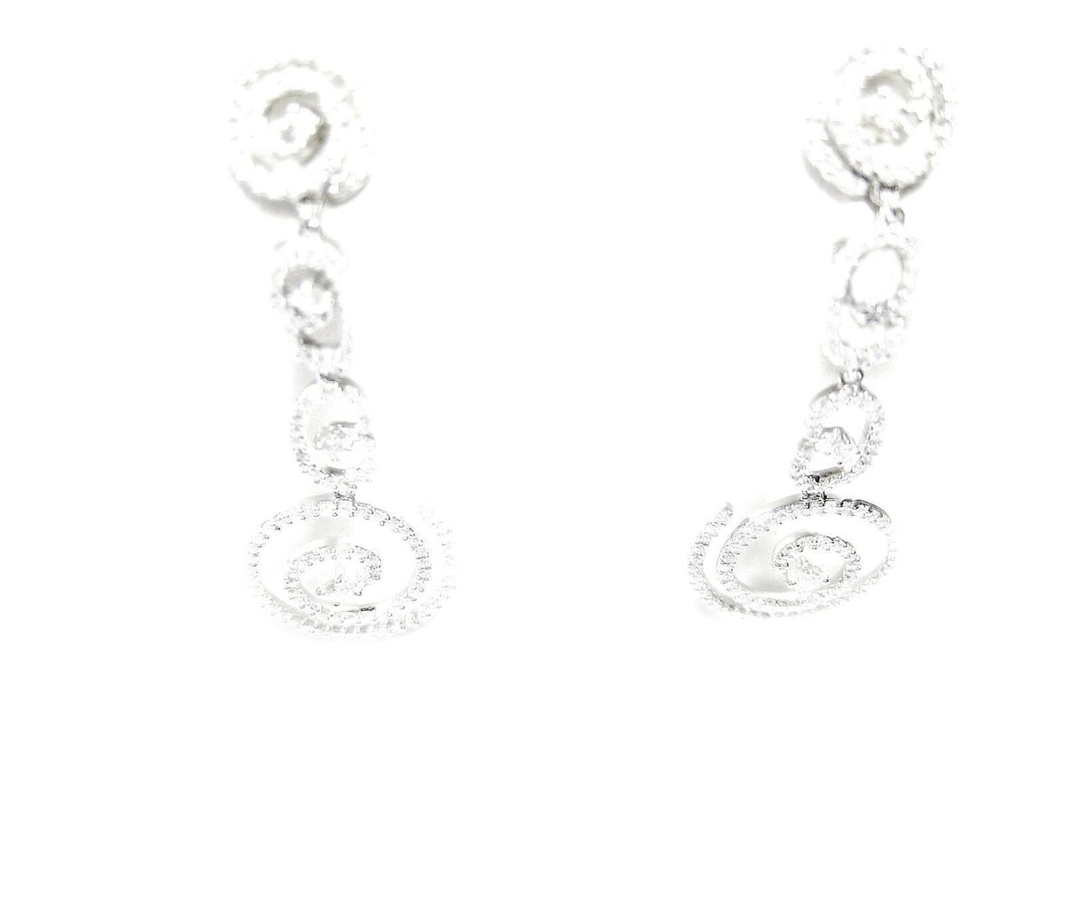 1.95 CT DIAMOND DANGLE ROUND BRILLIANT SHAPE DROP LONG EARRING 18 K WHITE GOLD