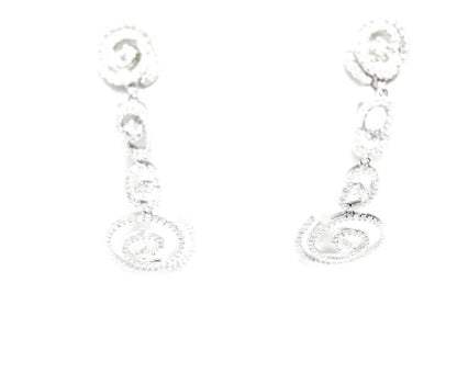 1.95 CT DIAMOND DANGLE ROUND BRILLIANT SHAPE DROP LONG EARRING 18 K WHITE GOLD