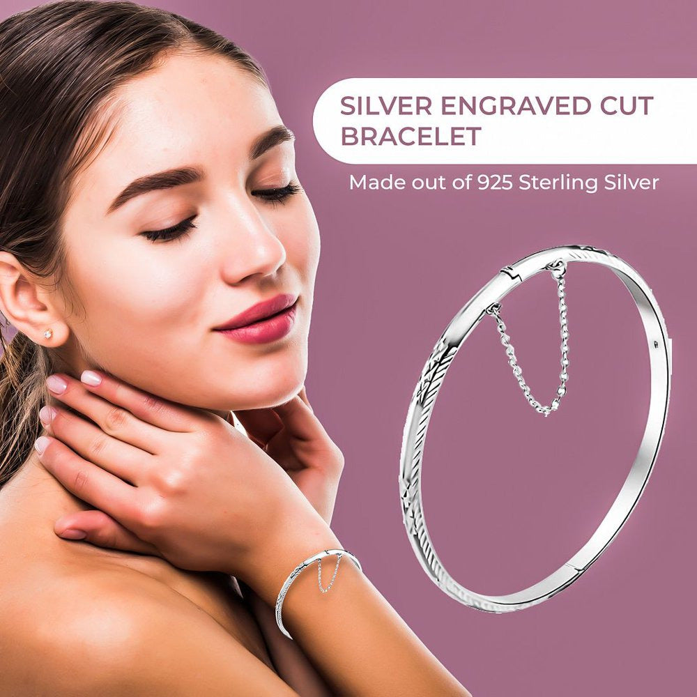 925 Sterling Silver Bracelets for Women Cuff Bracelet 7.5"