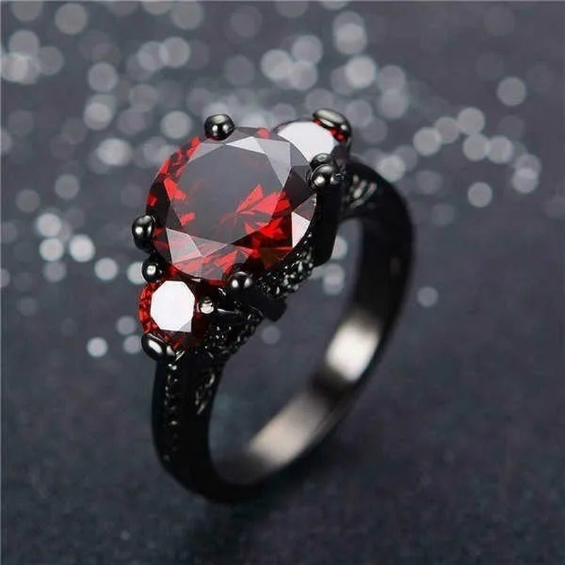 Fashion Jewelry Red Ruby Garnet CZ Wedding Ring for Women Size 5/6/7/8/9/10