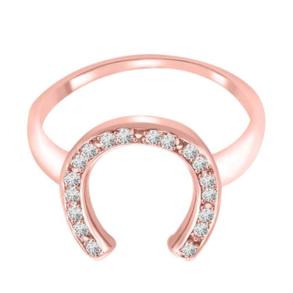 0.25 Ct. Diamond Horse Shoe Ring in 10K Solid Rose, White & Yellow Gold