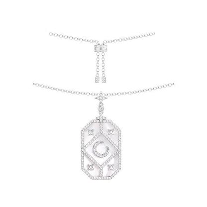 Xingyue Square Necklace Adjustable Length 925 Silver with Micro Diamonds