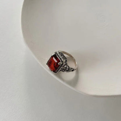 New Oval Ruby Zircon Retro Jewelry Ring Ladies Wedding Party Gift