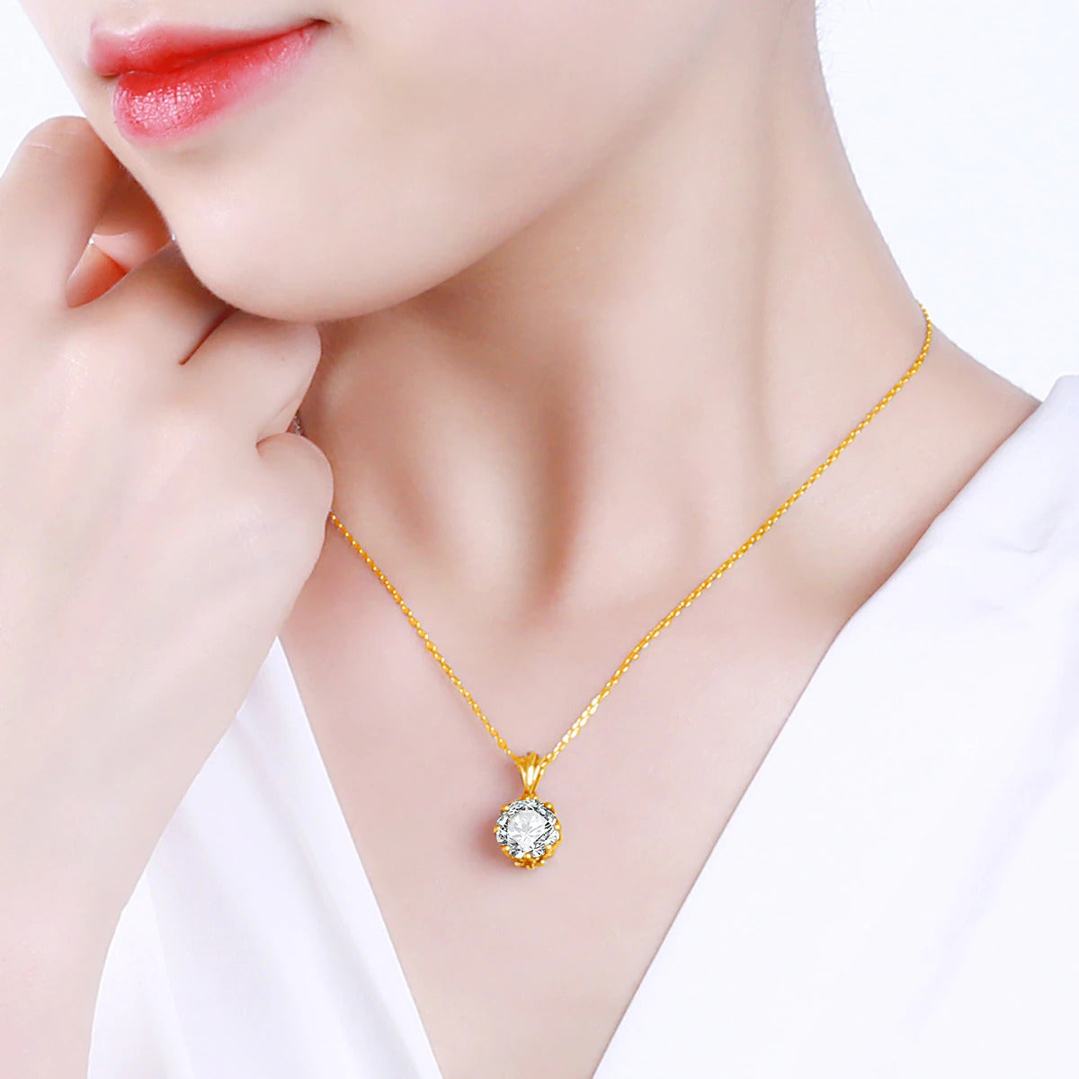 4 Carat Moissanite Necklace for Women D Color round Cut Pure 925 Silver Pass