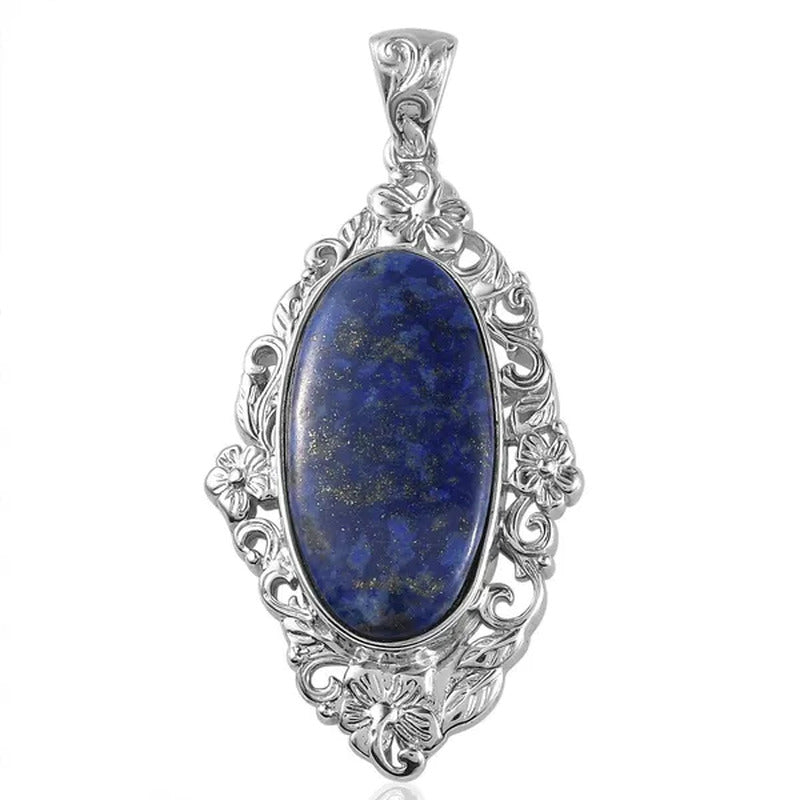 Shop LC Women Platinum Plated Lapis Lazuli Solitaire Pendant Gifts