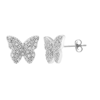 0.25 CT. T.W. Diamond Butterfly Earrings in Sterling Silver
