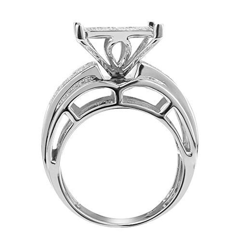 TGDJ .925 Sterling Silver 0.29 Ct round Cut Natural Diamond - Encrusted Square T