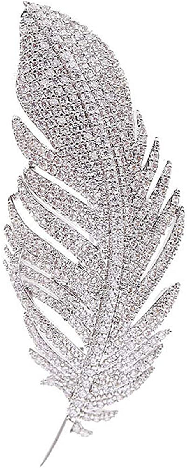 Rhinestone Feather Brooch Pin for Women Men Fashion Crystal Delicate Leaf Brooch