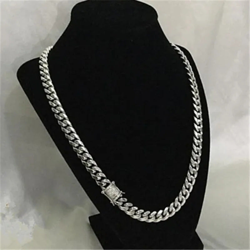 New Fashion Jewelry 18K Gold / 925 Silver Plated Men Cuban Miami Link Necklace S