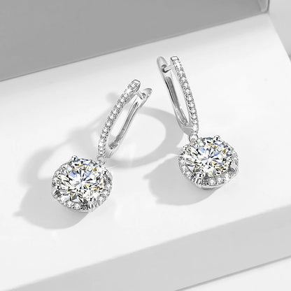 Certified 4 Carats 8Mm Moissanite Diamond Earrings for Women 100% 925 Sterling