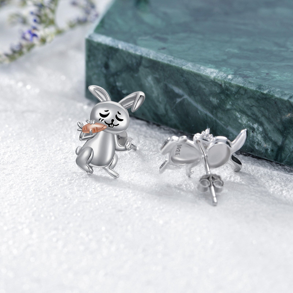 Bunny Earrings Sterling Silver Rabbit Stud Earrings Hypoallergenic Bunny Jewelry