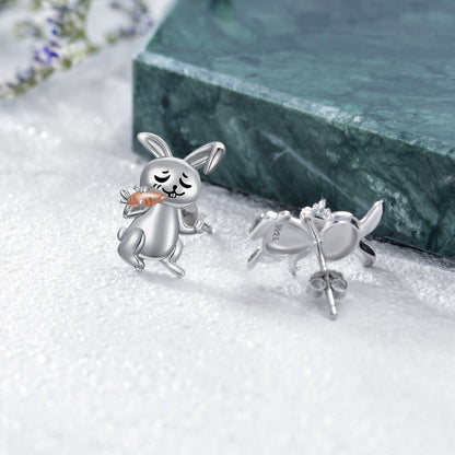 Bunny Earrings Sterling Silver Rabbit Stud Earrings Hypoallergenic Bunny Jewelry