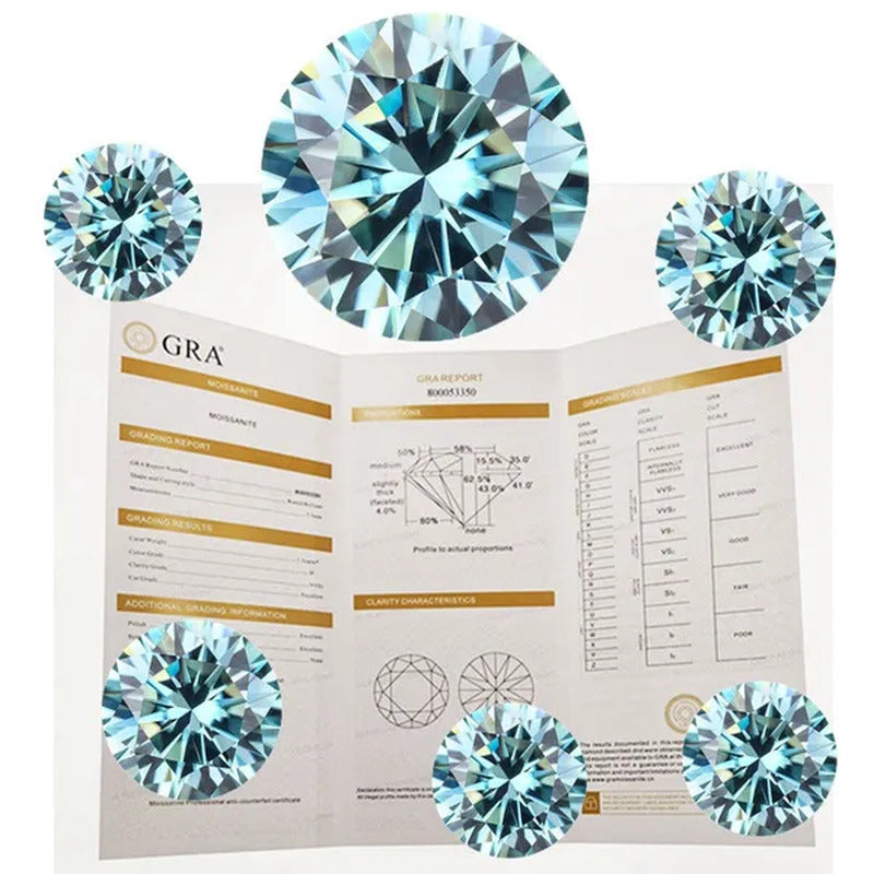 Top Moissanite with Certificate Real Brilliant Loose Moissanite Blue Green Color