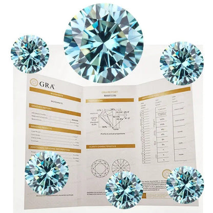 Top Moissanite with Certificate Real Brilliant Loose Moissanite Blue Green Color