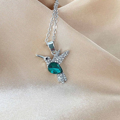 European and Americans Vintage Silver Bird Nature Style Turquoise Bird Necklace
