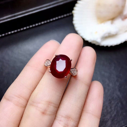 Natural New 10*12Mm Burning Pigeon Blood Ruby Gemstone Fashion Ring for Women
