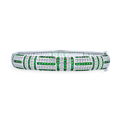Art Deco Style Statement Green Imitation Emerald CZ Bangle Bracelet