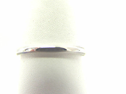 14 K WHITE GOLD POLISHED BEADED WEDDING BAND