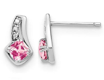 4/5 Carat (Ctw) Lab Created Pink Sapphire Earrings in Sterling Silver