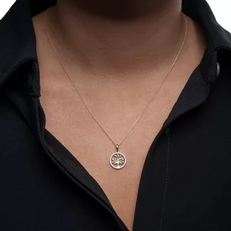 0.12 CT. T.W. Diamond Tree of Life Pendant in 14K Yellow Gold (I, I1)