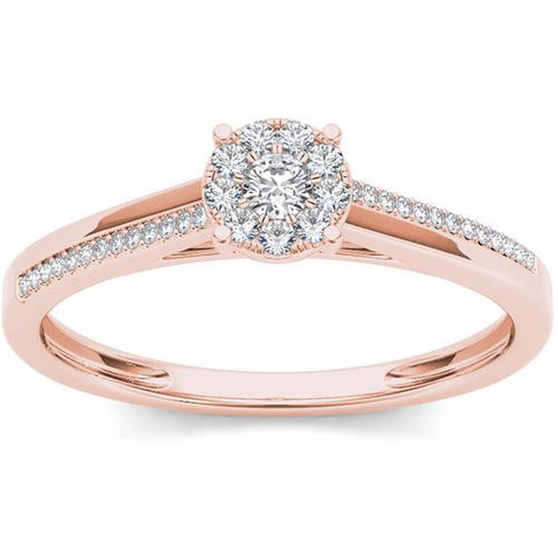1/6 Carat T.W. Diamond 10Kt Rose Gold Cluster Engagement Ring