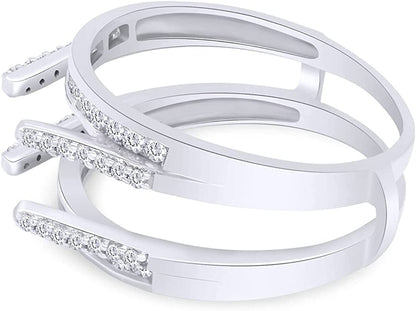 Sterling Silver Combination Cathedral and Classic Ring Guard with Cubic Zirconia