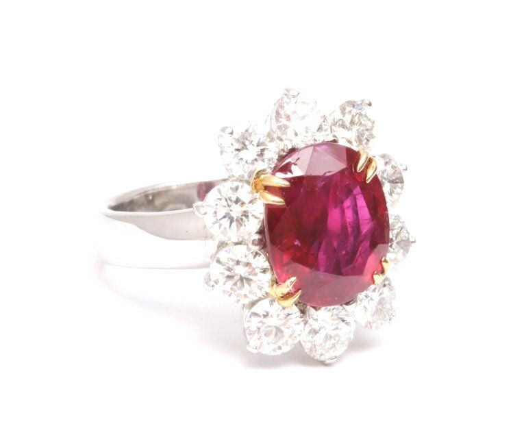 No Heat Burma Ruby Diamond Ring