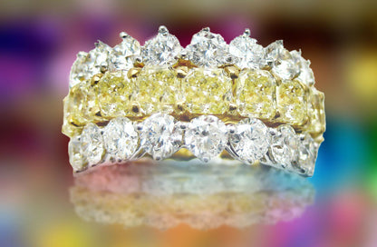 FANCY YELLOW RADIANT 16 STONE ROUND BRILLIANT SHAPE DIAMOND 32 PIECE ETERNITY