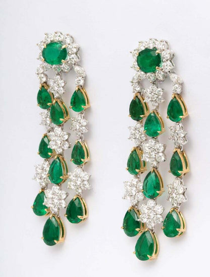 Emerald and Diamond Chandelier Earrings