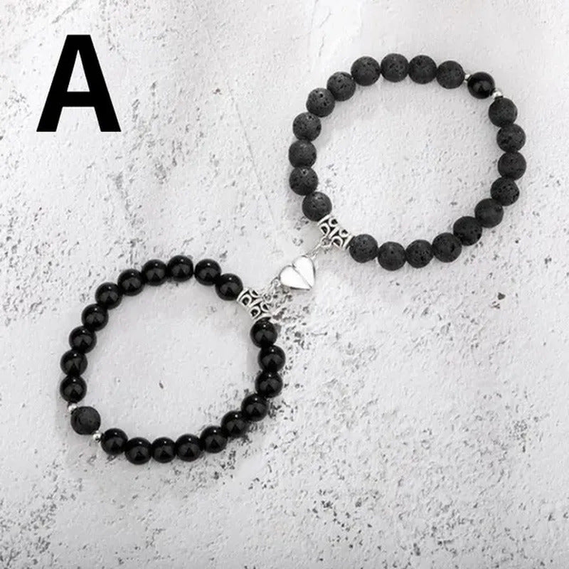 2Pcs Delicate Women'S White Turquoise Frosted Couple Bracelets Heart Shaped Bead