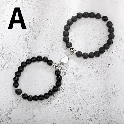 2Pcs Delicate Women'S White Turquoise Frosted Couple Bracelets Heart Shaped Bead
