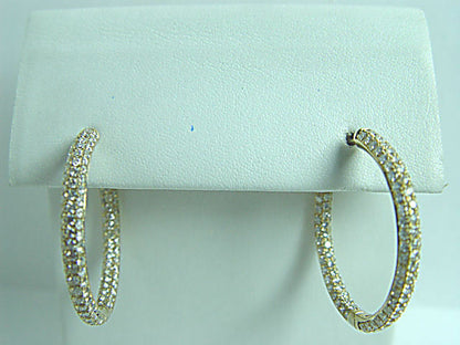 DIAMOND ROUND BR SHAPE PAVE PRONG SET HOOP EARRING INSIDE OUTSIDE SET DIAMOND