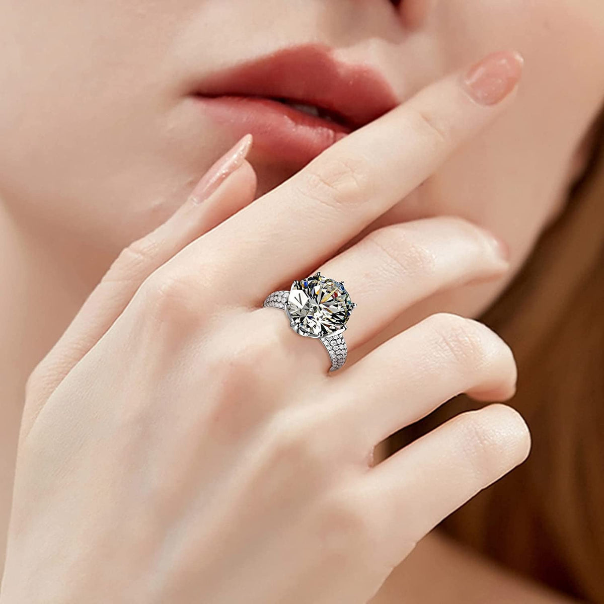Ring Ring Light Women'S Ring -Kle Diamond Big Can Be Ringnew Ringcan to Creative