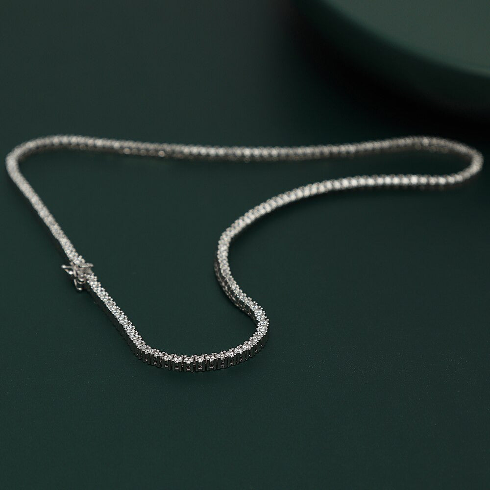 16-24 Inch 100% Guarante Real 925 Sterling Silver Pave 2Mm/3Mm/4Mm Sparkly