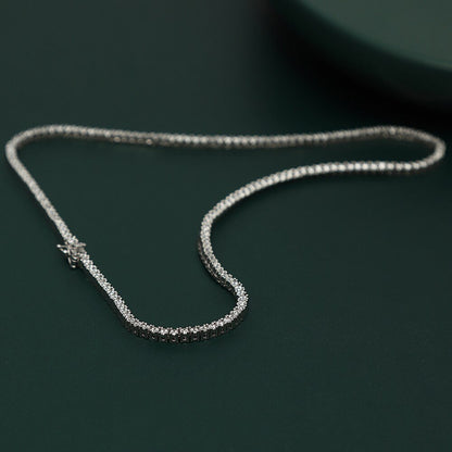 16-24 Inch 100% Guarante Real 925 Sterling Silver Pave 2Mm/3Mm/4Mm Sparkly