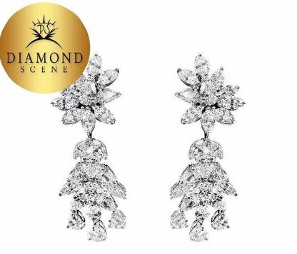 DIAMOND PEAR MARQUISE ROUND BRILLIANT DANGLE EARRING 12.45 CTTW PLATINUM