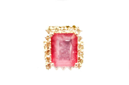 RUBY RECTANGULAR SHAPE SET WITH DIAMOND RING
