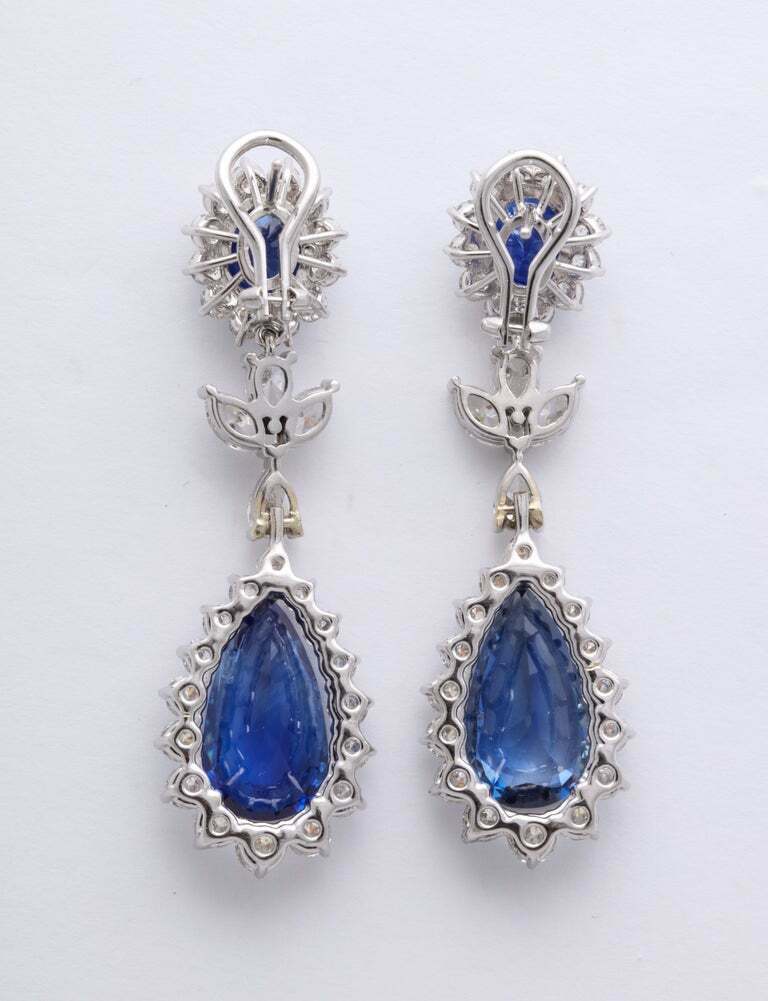 Blue Sapphire and Diamond Drop Earrings